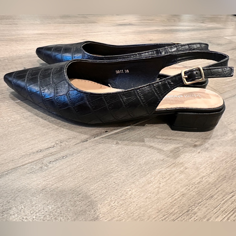 Black slingback flats
